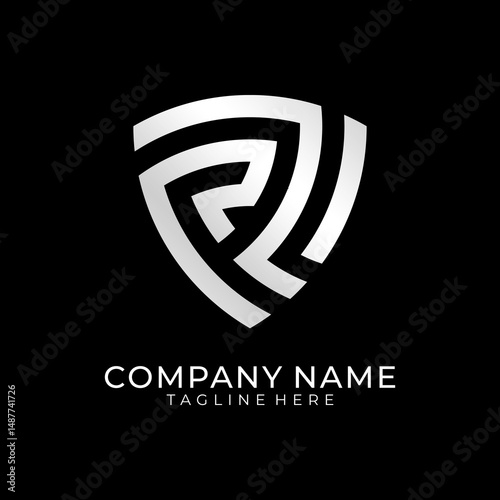 Abstract Letter R Shield Logo Design 
