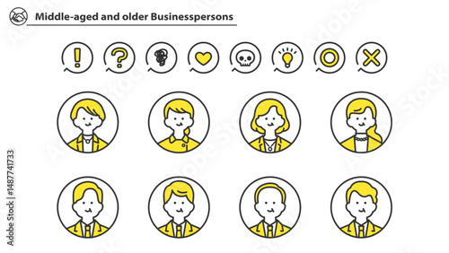 中高年のビジネスパーソン　アバターアイコン素材