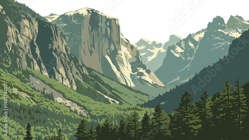 Mountain landscape with mountains and clouds, mountains in the mountains, mountain landscape with mountains
