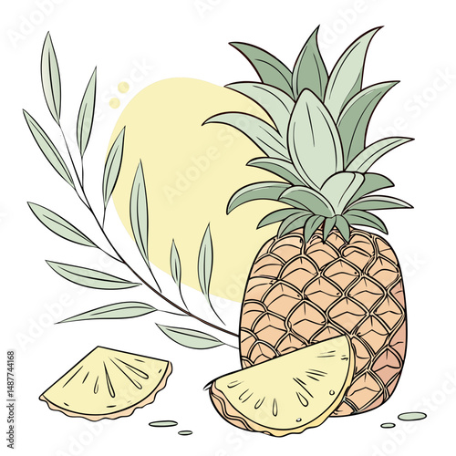 Pineapple, illustration of pineapple,  vector illustration of pineapple, pineapple vector illustration, 