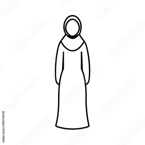 graceful hijab figure vector outline