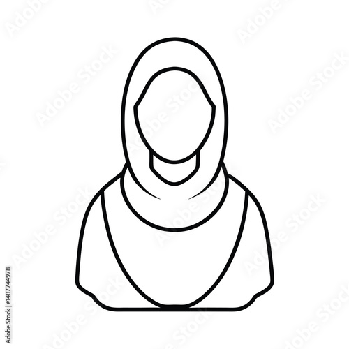 graceful hijab figure vector outline