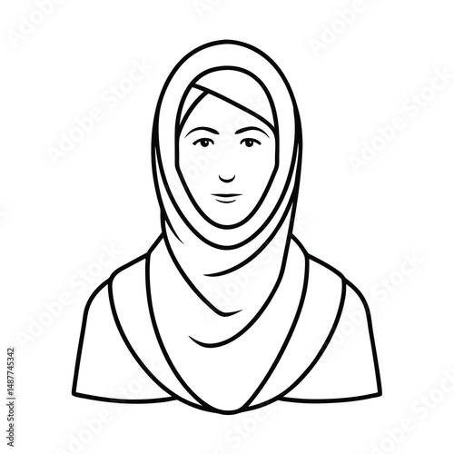 graceful hijab figure vector outline vector illustration of a man 