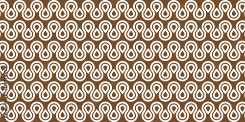 Seamless vintage-style teardrop loop pattern in brown tones, perfect for retro interiors, textiles, wallpapers, and graphic design projects.