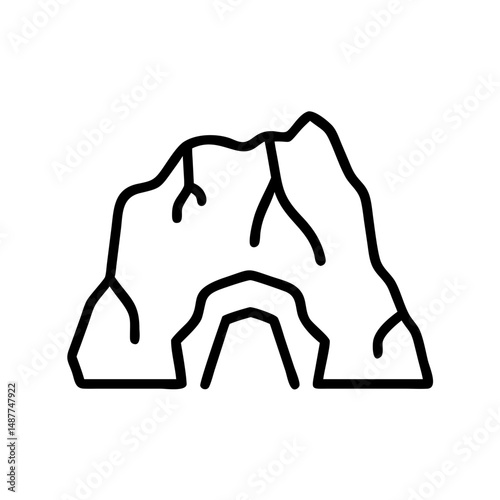 Cave outline illustration in minimalist style for concept of Travel  