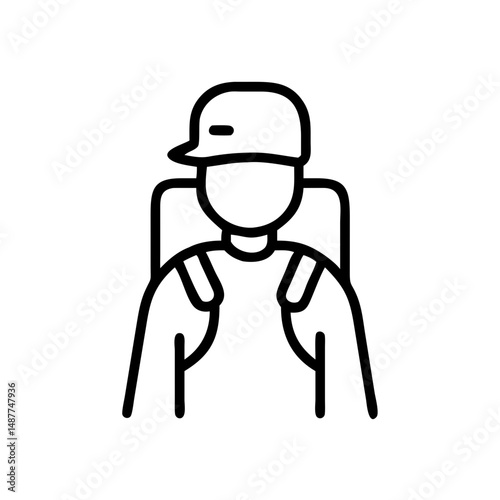 Young backpacker wearing cap and t-shirt with travel backpack  