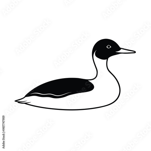 Junín grebe in water line sketch