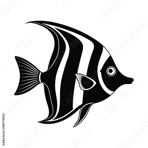 moorish idol line art illustration fish vector illustration