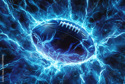 Wallpaper Mural A glowing football surrounded by electric blue energy in a dynamic, futuristic setting Torontodigital.ca