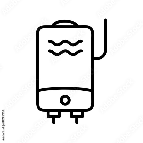 Water Heater Outline Vector – Plumbing Appliance Illustration