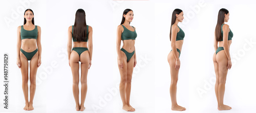 Canvastavla Young fit woman demonstrating her athletic body in different angles, posing in g