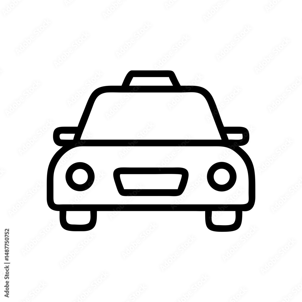 Taxi cab illustration in simple line art style Taxi cab illustration in simple line art style