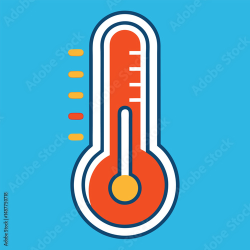 Vector icon of a thermometer showing temperature for hot and cold weather with Celsius and Fahrenheit scales 