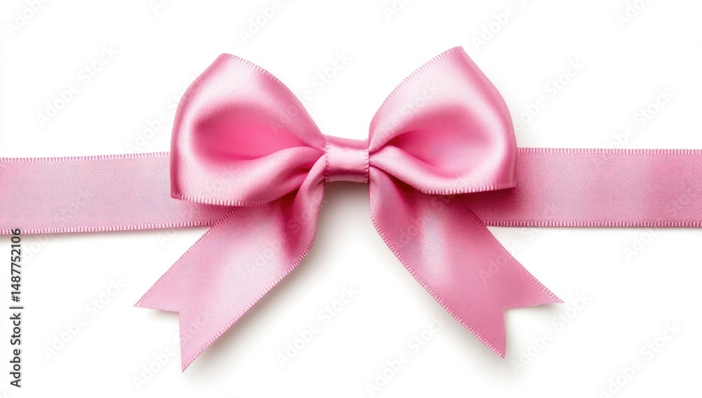 Pink Ribbon Bow on the white background Pink Ribbon Bow on the white background