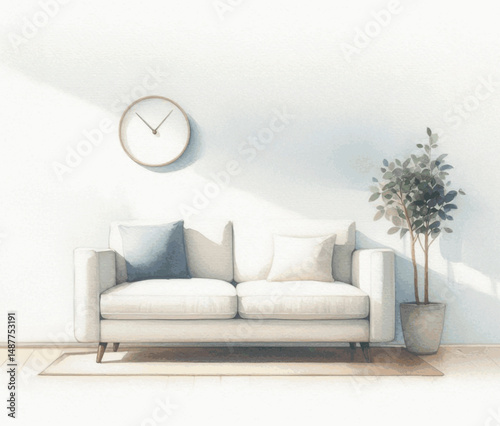 Ambient Nook living room isolated watercolor vector illustration svg