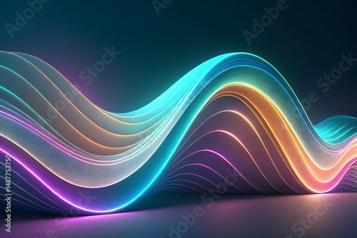 Abstract 3D render curved wave Background