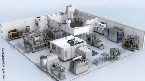 Industrial manufacturing facility layout.