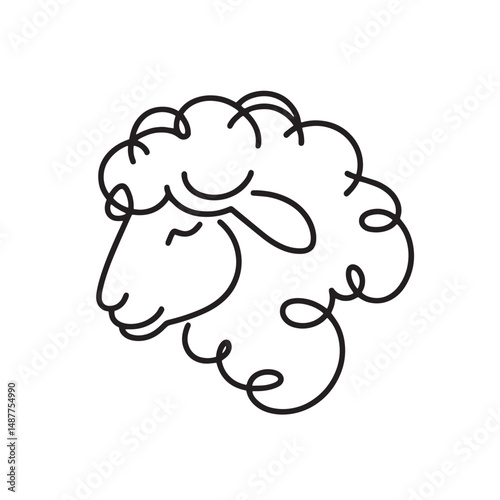 sheep vector icon   simple continuous one line drawing 
