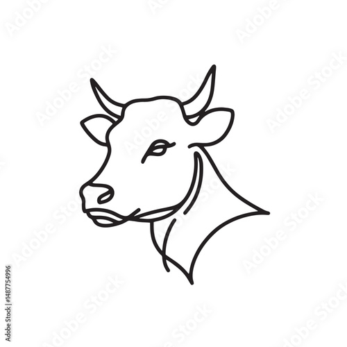 cow head vector  simple continuous one line drawing 