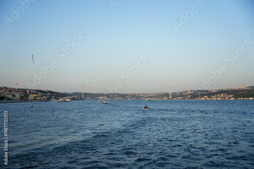 Fototapeta Naklejka Na Ścianę i Meble -  view of the bosphorus strait in istanbul turkey at daytime with blue sky
