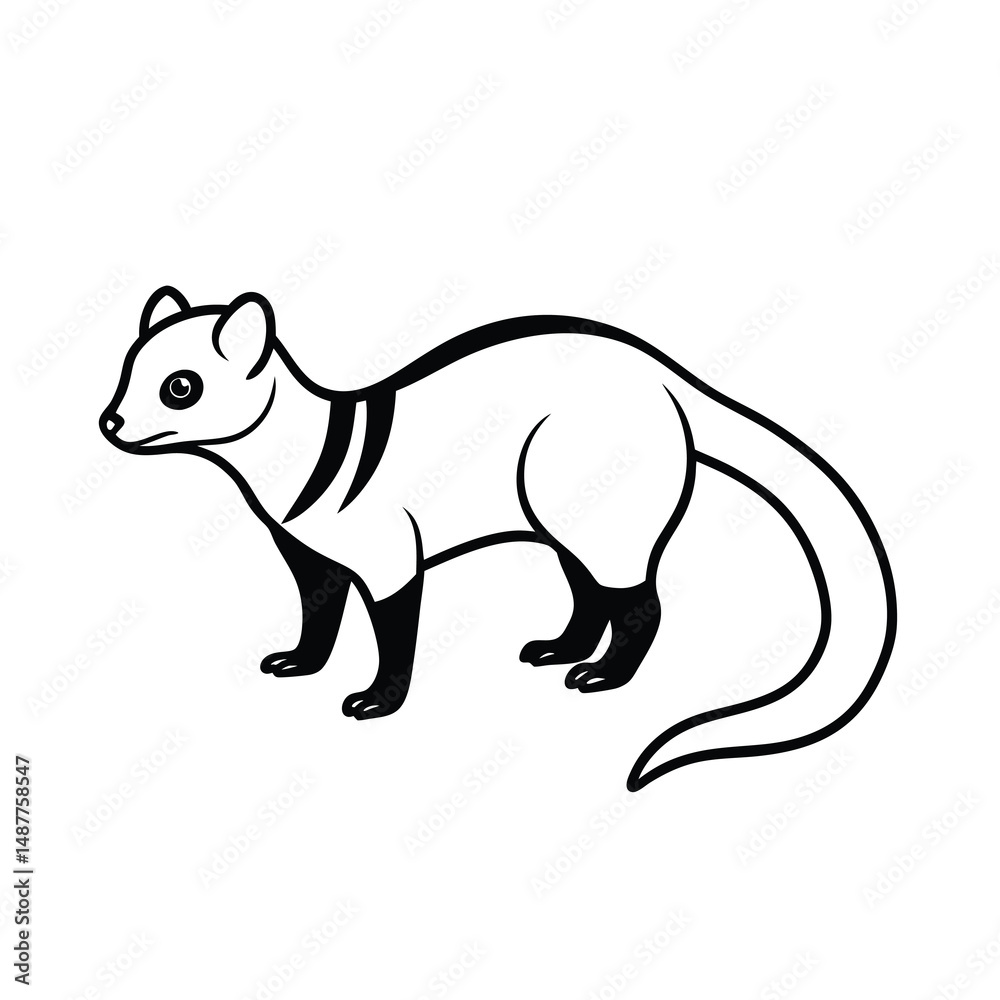Fototapeta premium African civet profile line art vector