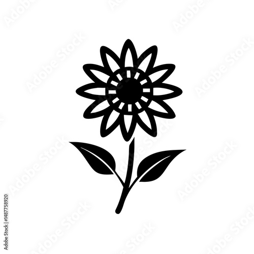 Simple Flower Silhouette – Minimalist Vector Illustration