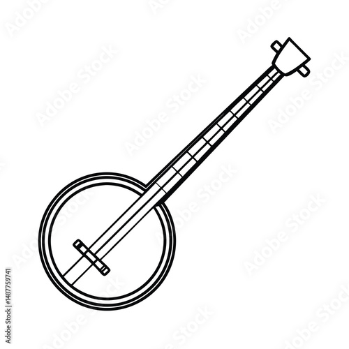 banjo string instrument line art design