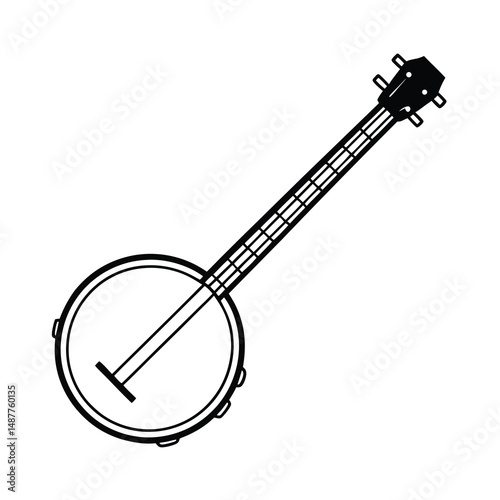 banjo string instrument line art design