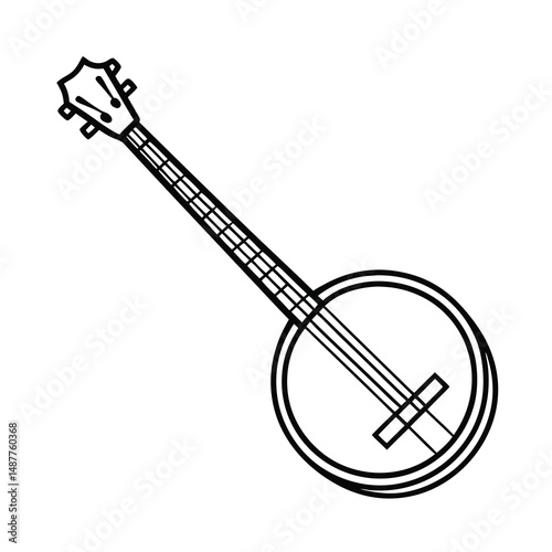 banjo string instrument line art design