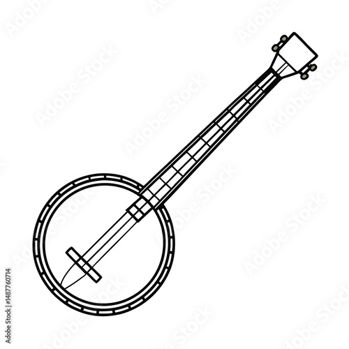 banjo string instrument line art design