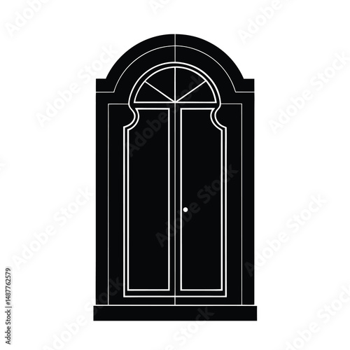 classic door design black vector silhouette
