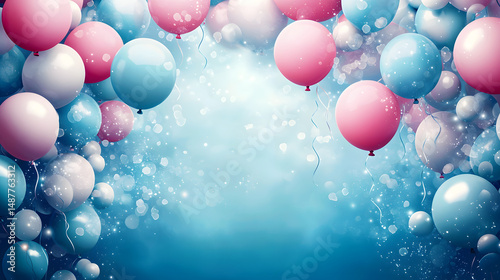 Colorful balloon celebration festive background digital art pastel environment vibrant viewpoint halfstock concept
