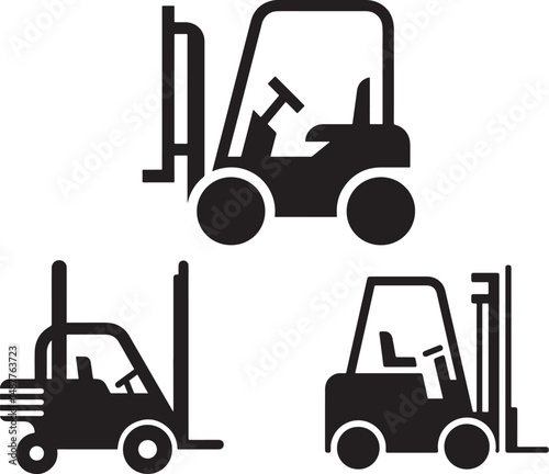 Forklift Icons Silhouette Vector Collection