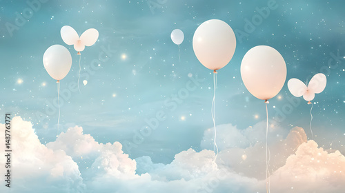 Celebration of joy sky blue pastel background digital artwork dreamy environment aerial view halfstock concept