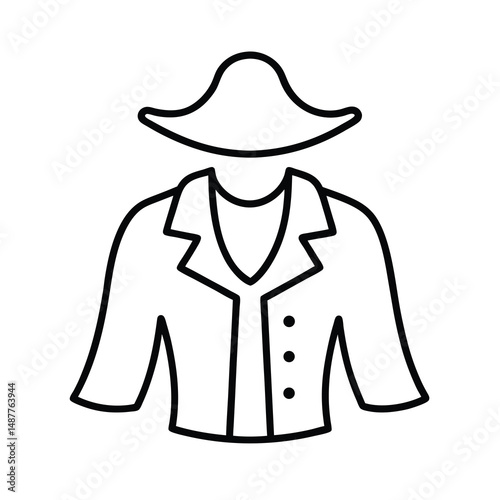 classic pirate costume outline drawing