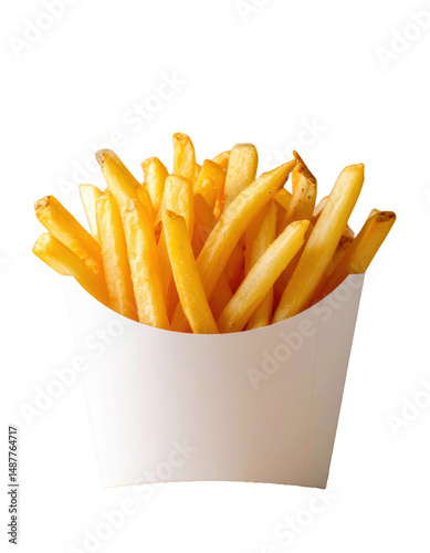 Golden Fries on Clean Background for Menu Design or Poster  ()