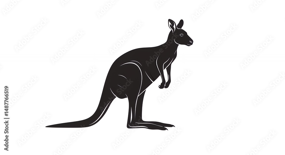 Obraz premium Black kangaroo silhouette design
