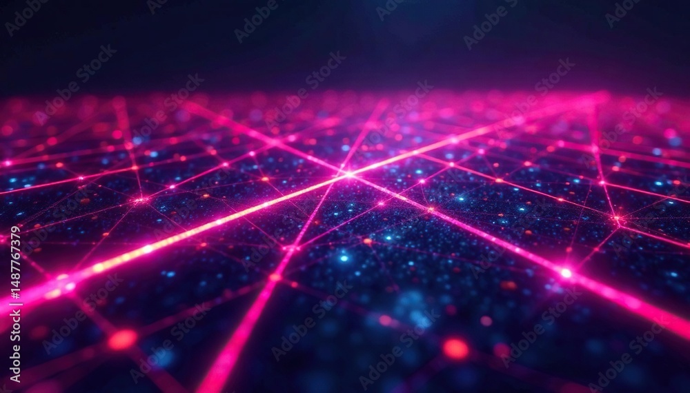 Obraz premium Intricate geometric laser grid, vibrant neon hues, effect, energy, glow