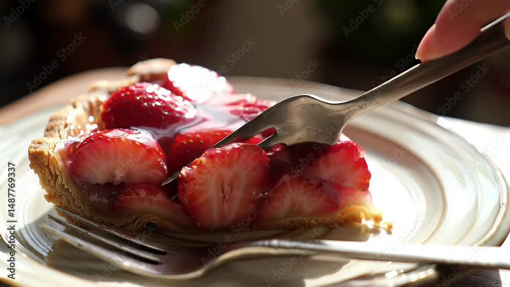 One slice of strawberry tart cake