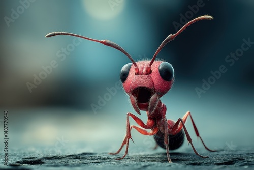 A digitally rendered representation of a cheerful ant.