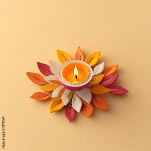 traditional oil lamp on diwali festival photo