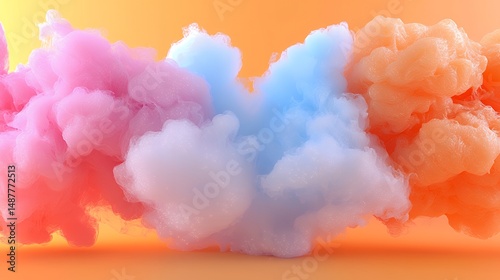 Colorful Clouds Abstract on Orange Background