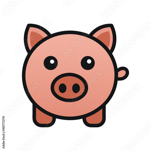 Flat and Minimal Piggy bank in hand icon vector illustration isolated on white background