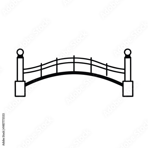 Картината върху платно urban footbridge side view line art musical instruments isolated on white