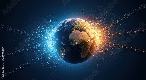 A Planet's Fragmentation Digital Rendering Of A World Breaking Apart