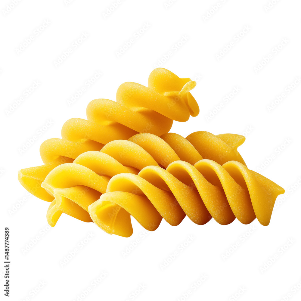Fusilli pasta isolated on white background