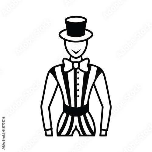 vintage ringmaster costume line drawing vector  man with hat