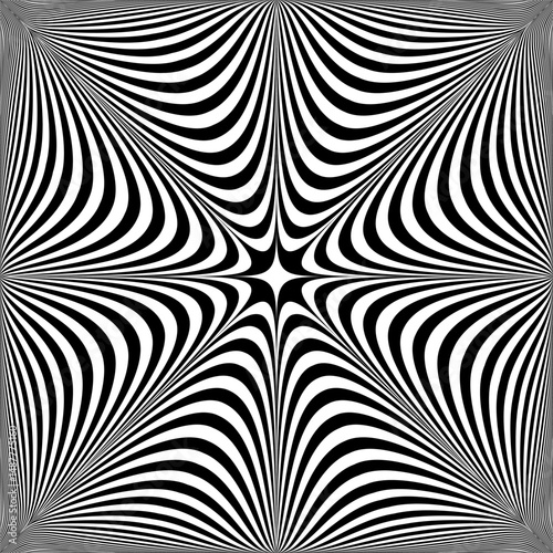 Fototapeta Naklejka Na Ścianę i Meble -  3D Illusion in Abstract Op Art Wavy Lines Pattern. 