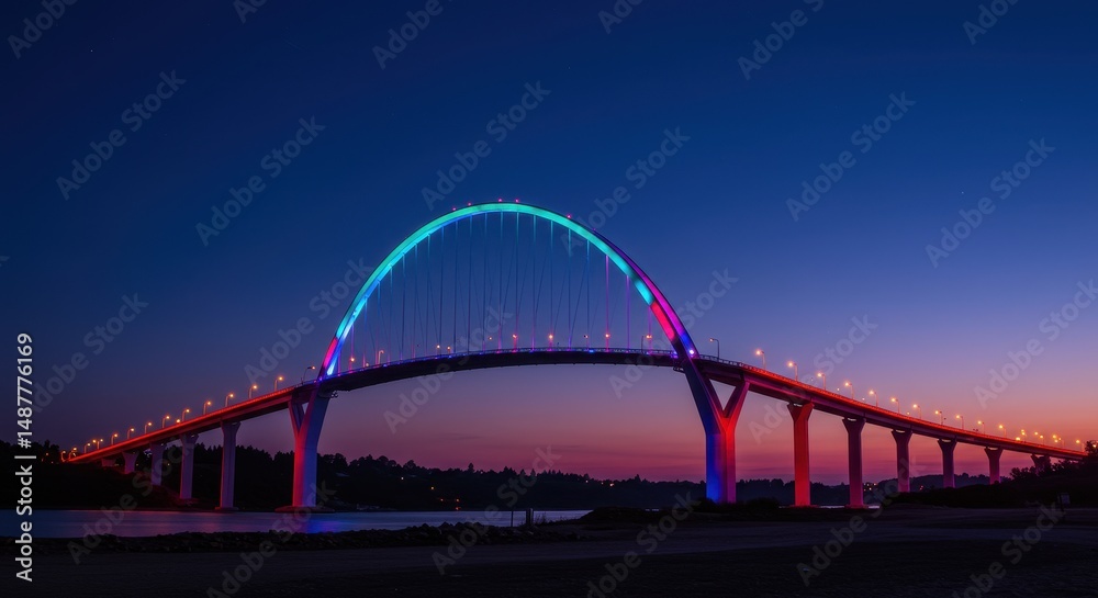 Obraz premium Illuminated Bridge At Night