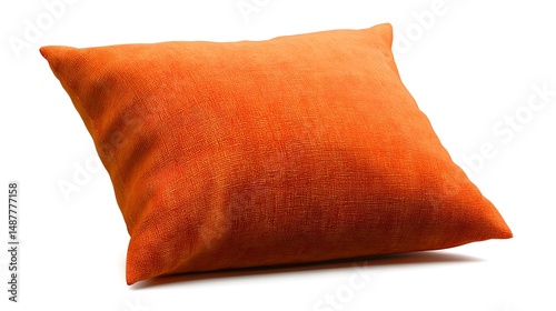 Orange Decorative Pillow Isolated on White Background – Home Decor Cushion for Sofa or Bed